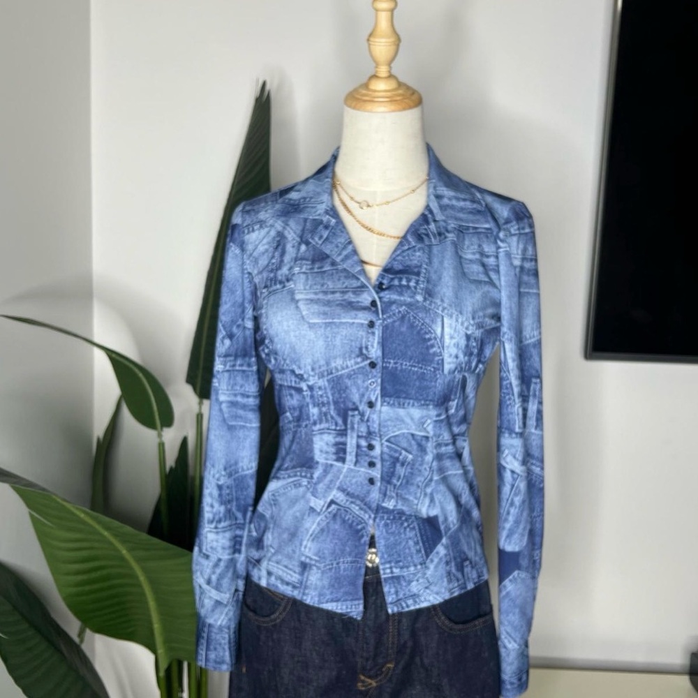 Vintage denim print button down